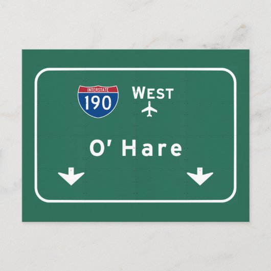 Chicago O'Hare Airport I-190 W Interstate Illinois Briefkaart (Voorkant)