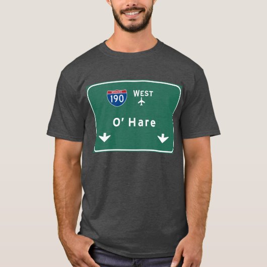 Chicago O'Hare Airport I-190 W Interstate Illinois T-shirt (Voorkant)