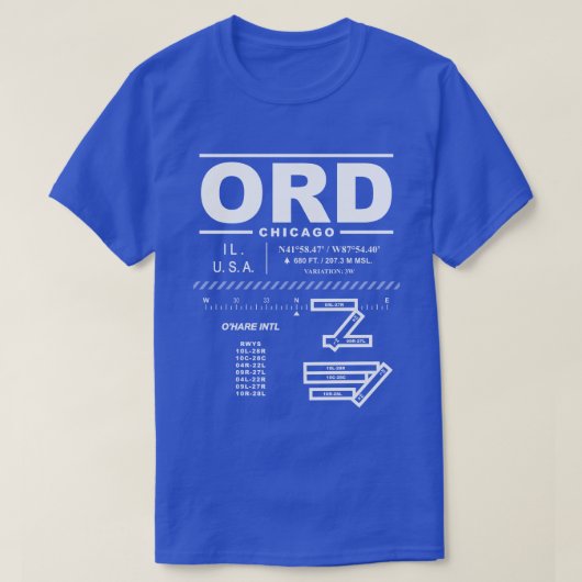 Chicago O'Hare International Airport ORD T-shirt (Design voorkant)