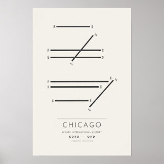 Chicago O'Hare ORD Startbaankaart Poster | Minimal