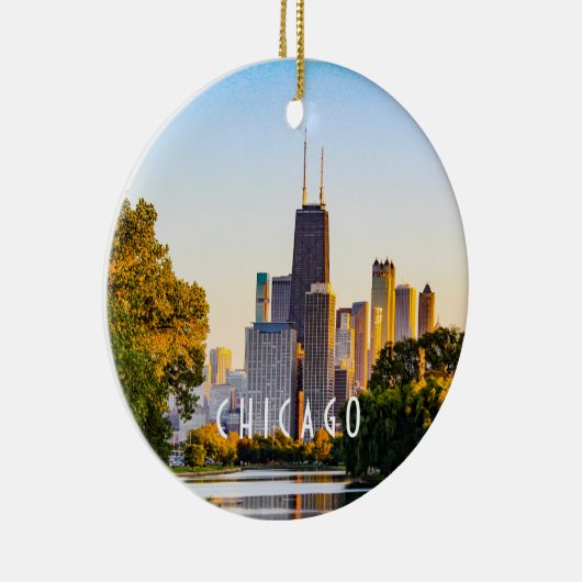 Chicago op Dusk Keramisch Ornament (Rechts)