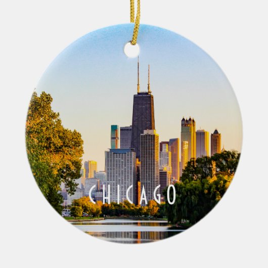 Chicago op Dusk Keramisch Ornament (Voorkant)