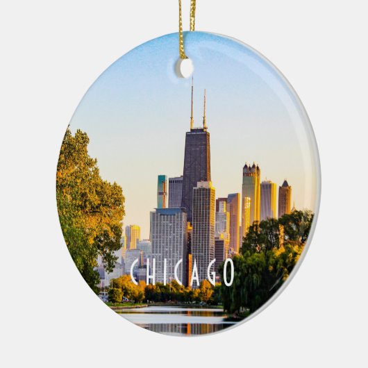 Chicago op Dusk Keramisch Ornament (Links)