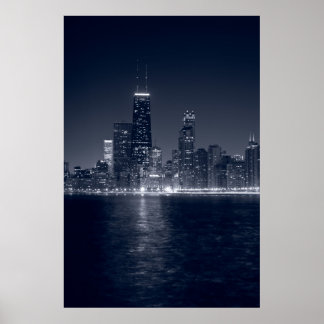 Chicago op het meer, zwart & wit poster