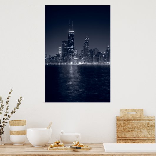 Chicago op het meer, zwart & wit poster (Keuken)