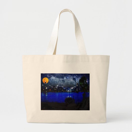 chicago op volle maan 2 pastel grote tote bag (Voorkant)
