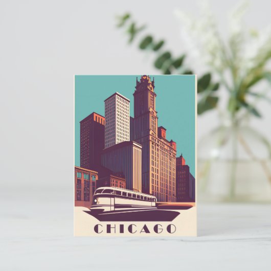 Chicago, openbaar vervoer, reizen briefkaart (Staand voorkant)