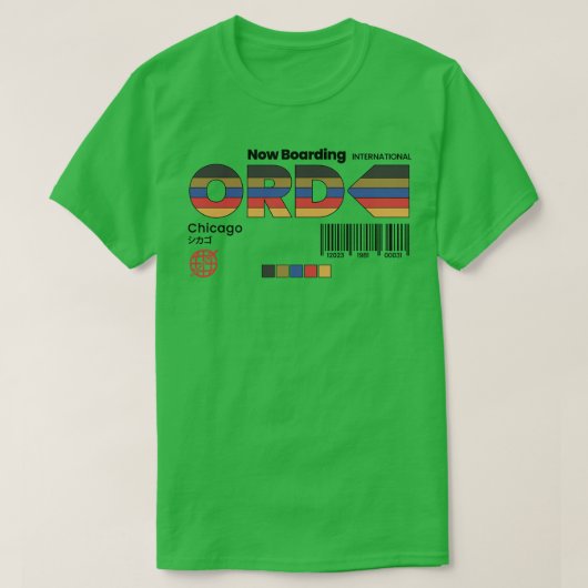  Chicago ORD luchthavenlabel Retro Travel Ill T-shirt (Design voorkant)