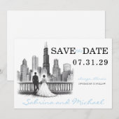 Chicago Paar Save The Date (Voorkant / Achterkant)