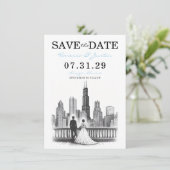 Chicago Paar Save The Date (Staand voorkant)
