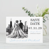Chicago Paar Save The Date (Staand voorkant)