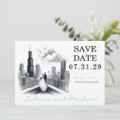Chicago Paar Save The Date (Staand voorkant)