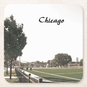 Chicago Park in Sepia Tinten Kartonnen Onderzetters