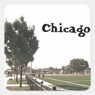 Chicago Park in Sepia Tinten Vierkante Sticker