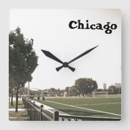Chicago Park in verfkwasten Vierkante Klok