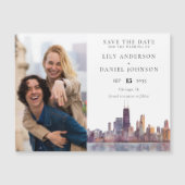Chicago Photo Wedding Save The Date Magnetische Uitnodiging (Voorkant)