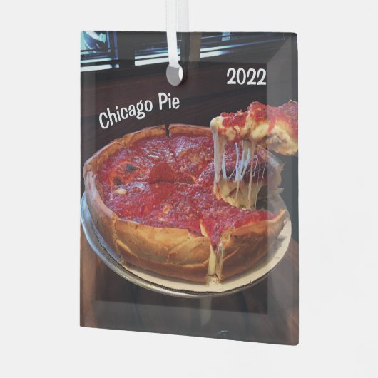 Chicago Pie Deep Dish Glas Ornament (Voorkant links)