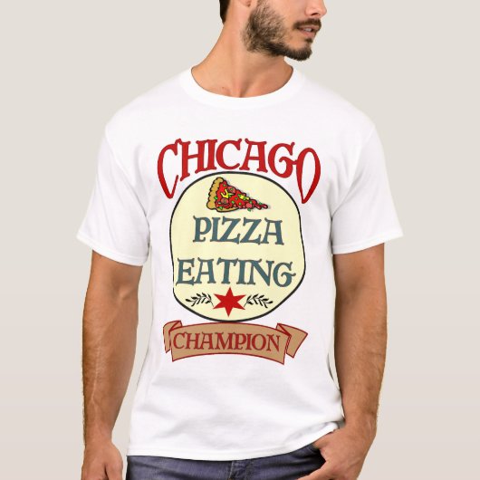 Chicago Pizza eten Champ T-shirt (Voorkant)