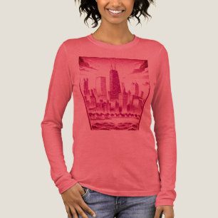 Chicago Plum Rode Moderne Grafische T-Shirt