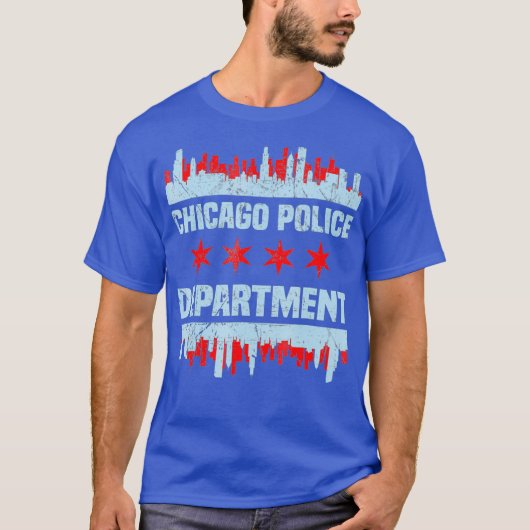 Chicago politieagent Chicago Flag Skyline T-shirt (Voorkant)