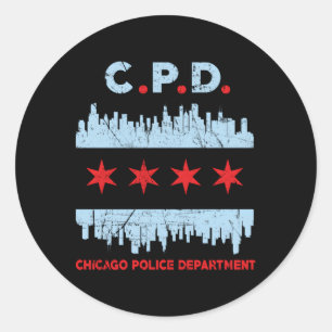 Chicago Politieagent Ronde Sticker