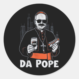 Chicago Pope Leo Xiv "da Pope" T-shirt.png Ronde Sticker