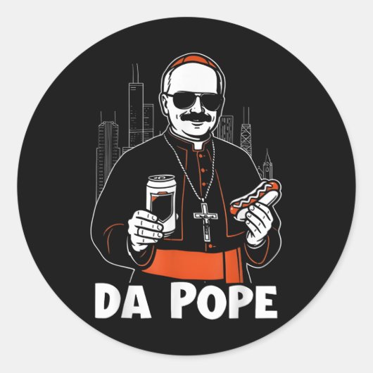 Chicago Pope Leo XIV Da Pope Funny Meme Ronde Sticker (Voorkant)