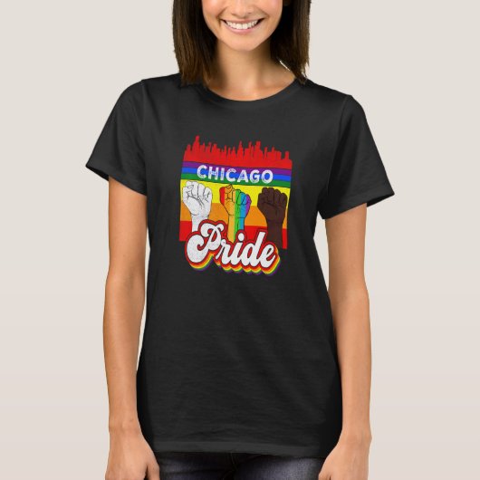 Chicago Pride Rainbow Gay Pride Flag Lgbt T-shirt (Voorkant)