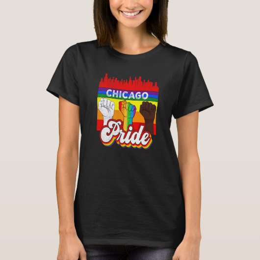 Chicago Pride Rainbow Gay Pride Flag Lgbt T-shirt (Voorkant)
