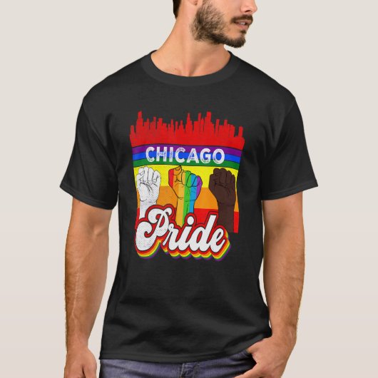 Chicago Pride Rainbow Gay Pride Flag Lgbt T-shirt (Voorkant)