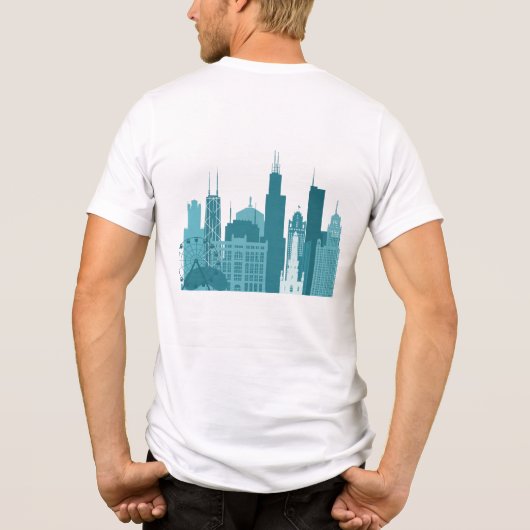 Chicago Pride T-shirt – LGBTQ+ Rainbow Skyline Gra (Achterkant)