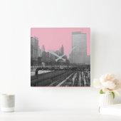 Chicago Rail Yards Downtown 1960's Railroad Foto Vierkante Klok (Huis)