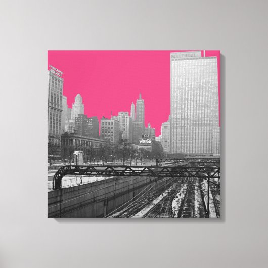 Chicago Rail Yards Loop Railroad 1960 Foto Canvas Afdruk (Voorkant)