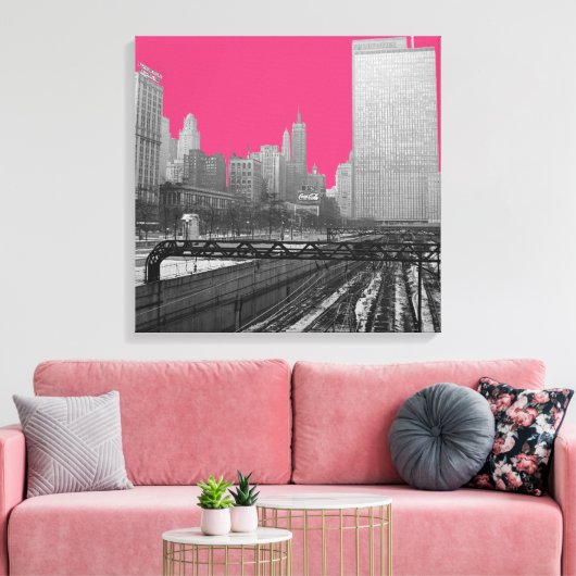 Chicago Rail Yards Loop Railroad 1960 Foto Canvas Afdruk (Insitu (Woonkamer))