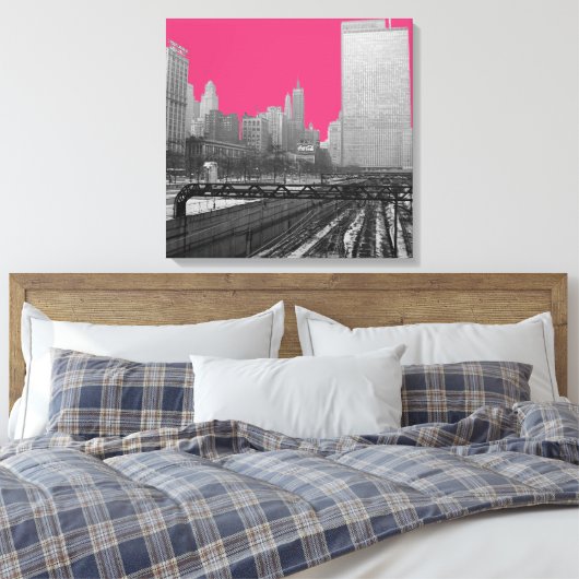 Chicago Rail Yards Loop Railroad 1960 Foto Canvas Afdruk (Insitu (Slaapkamer))