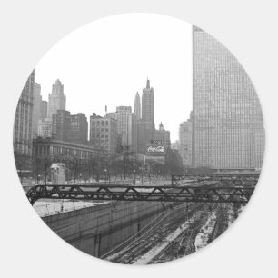Chicago Rail Yards Michigan Avenue 1960 Foto Ronde Sticker