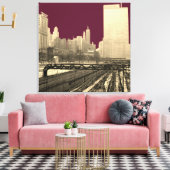 Chicago Rail Yards Railroad Downtown 1960's PHoto Canvas Afdruk (Insitu (Woonkamer))