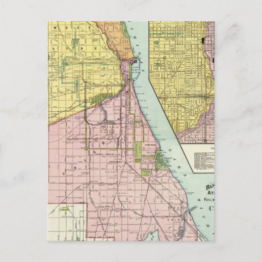 Chicago Railway Terminal Map Briefkaart (Voorkant)