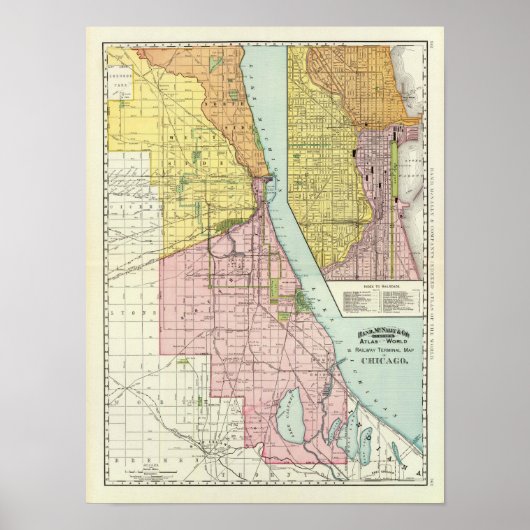 Chicago Railway Terminal Map Poster (Voorkant)