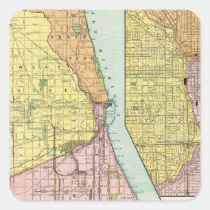 Chicago Railway Terminal Map Vierkante Sticker