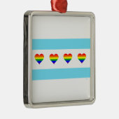 Chicago Rainbow Hearts Flag Metalen Ornament (Rechts)
