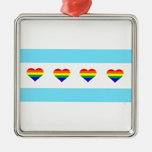 Chicago Rainbow Hearts Flag Metalen Ornament (Voorkant)