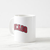 Chicago Red Block Varsity Style Tekstontwerp Koffiemok (Voorkant links)