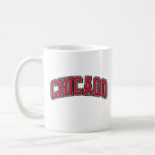 Chicago Red Block Varsity Style Tekstontwerp Koffiemok (Links)