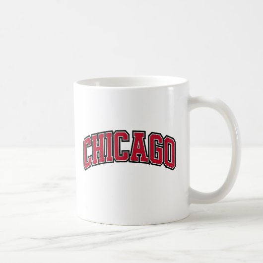 Chicago Red Block Varsity Style Tekstontwerp Koffiemok (Rechts)