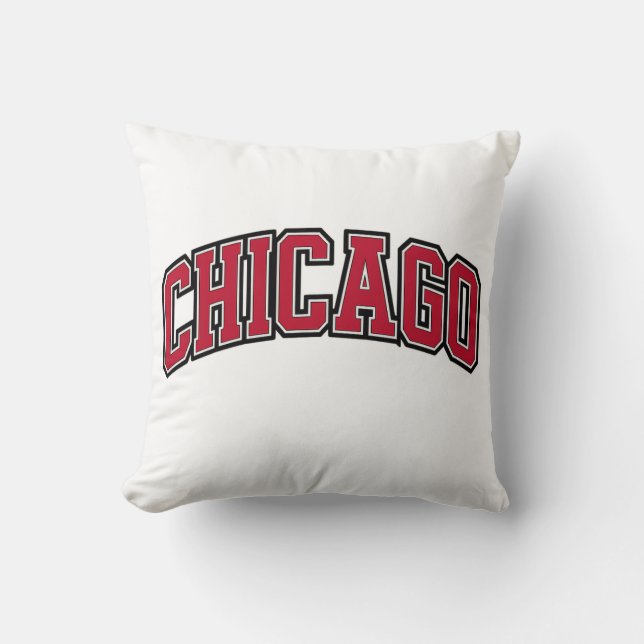 Chicago Red Block Varsity Style Tekstontwerp Kussen (Voorkant)