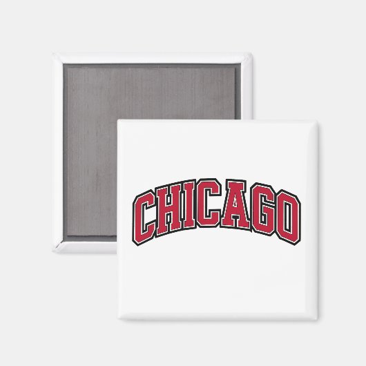 Chicago Red Block Varsity Style Tekstontwerp Magneet (Voorkant / Achterkant)