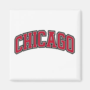 Chicago Red Block Varsity Style Tekstontwerp Magneet