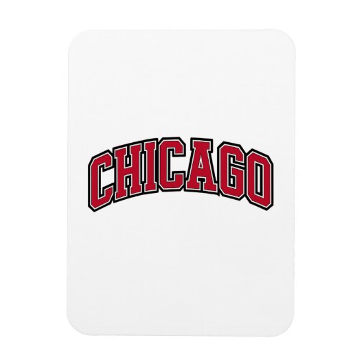 Chicago Red Block Varsity Style Tekstontwerp Magneet (Verticaal)