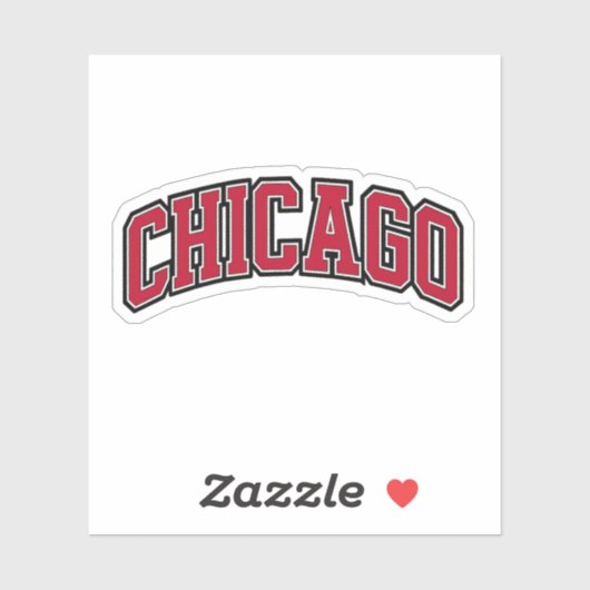 Chicago Red Block Varsity Style Tekstontwerp Sticker (Vel)
